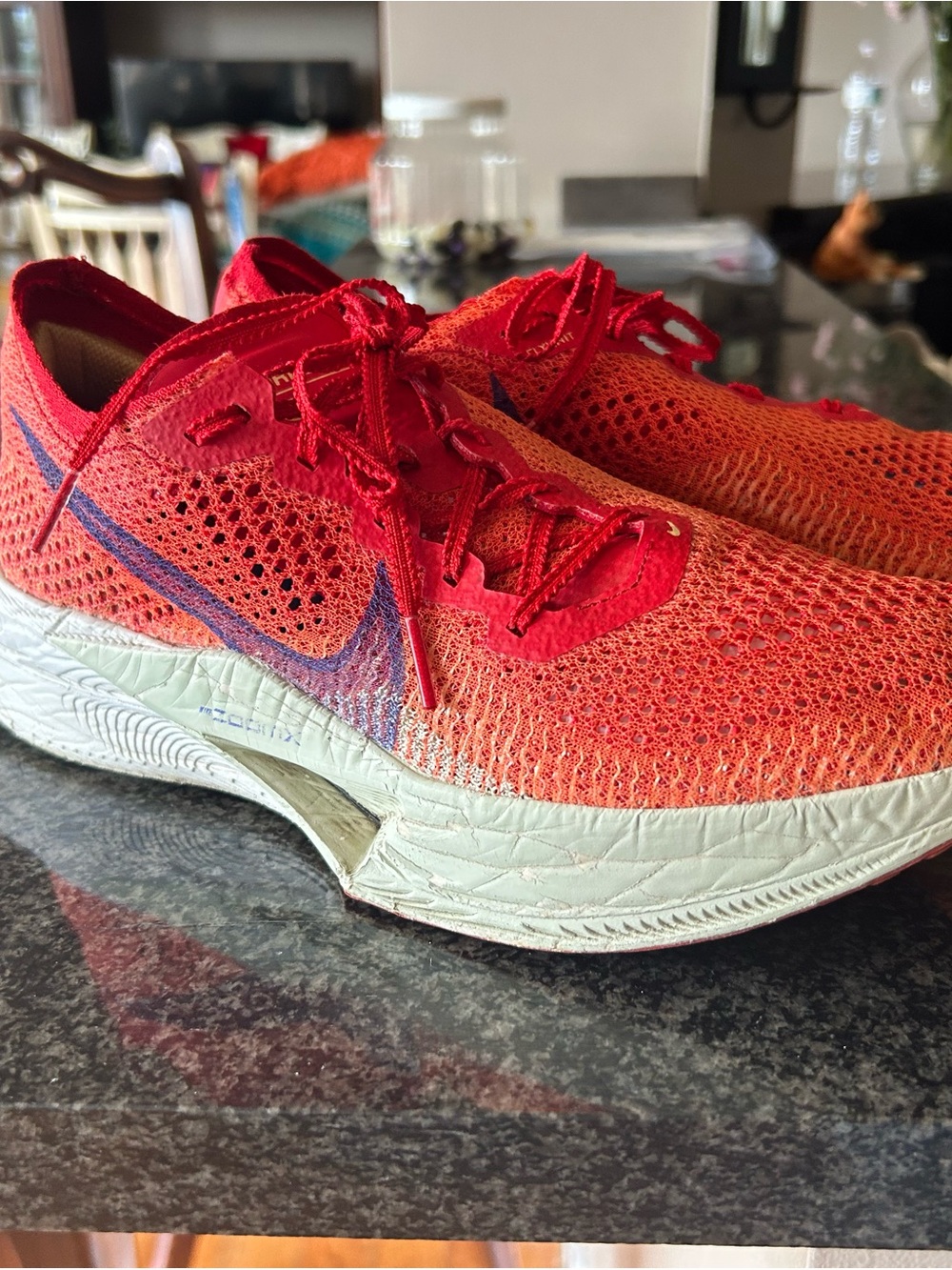 Nike Women’s Lightweight Knit Running Shoes - Bright Red with Purple Swoosh